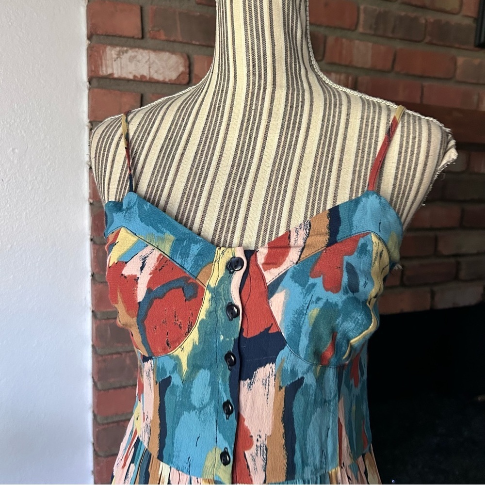 Rolla’s Eve Painted Tulip Print Button Up Midi Dr… - image 4